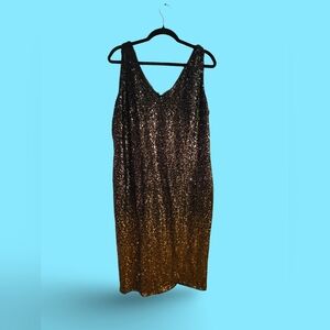 Elegant BLACK & GOLD OMBRE 16W Plus Size HOT Sequin Dress